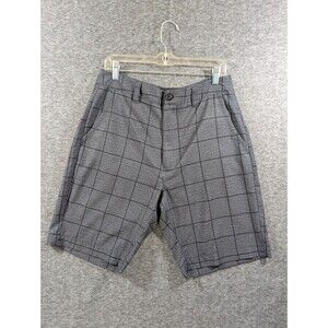 CSG Shorts Mens Grey With  Black Plaid Pocket Detail Size 32